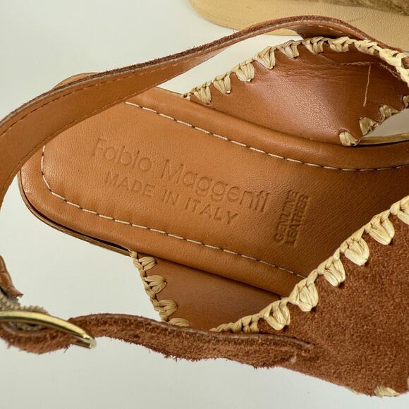 Fabio Maggenti Women Platform Sandal Leather Stitch Espadrille Italy Resort Sz 6 - Picture 3 of 7